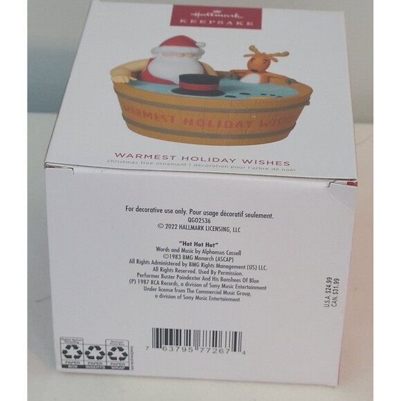 Hallmark Keepsake Ornament 2022 Warmest Holiday Wishes Santa in Hot Tub Musical - Picture 9 of 11